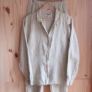 FLAX 2 piece 100% linen sage dusty green size Small - Medium like new condition